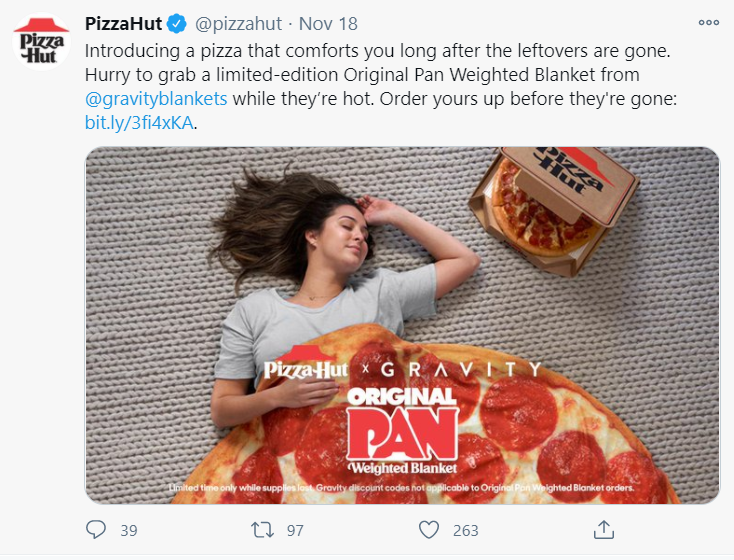 Pizza Hut Made A Weighted Blanket That Looks Like A Pizza